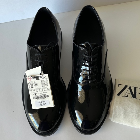 Zara Men's Glossy Black Dress Shoes - Picture 3 of 16